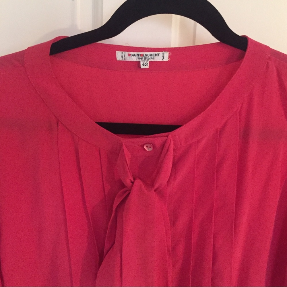 Saint Laurent Rive Gauche Pussy Bow Silk Blouse - Picture 3 of 8